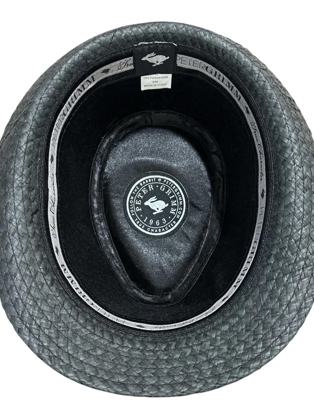 Peter Grimm Fedora Hat S/M Black Textured Straw Pinched Crown Classic Style